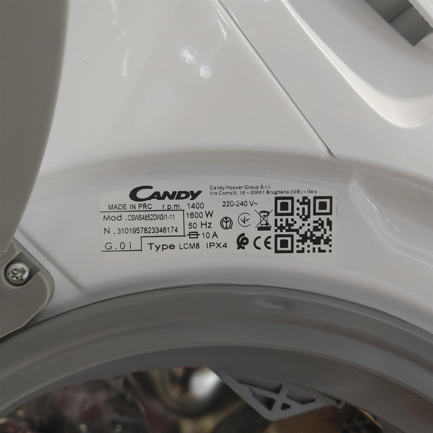 Candy Smart CSWS 4852DE/1-11 lavasciuga Libera installazione Caricamento frontale Bianco E