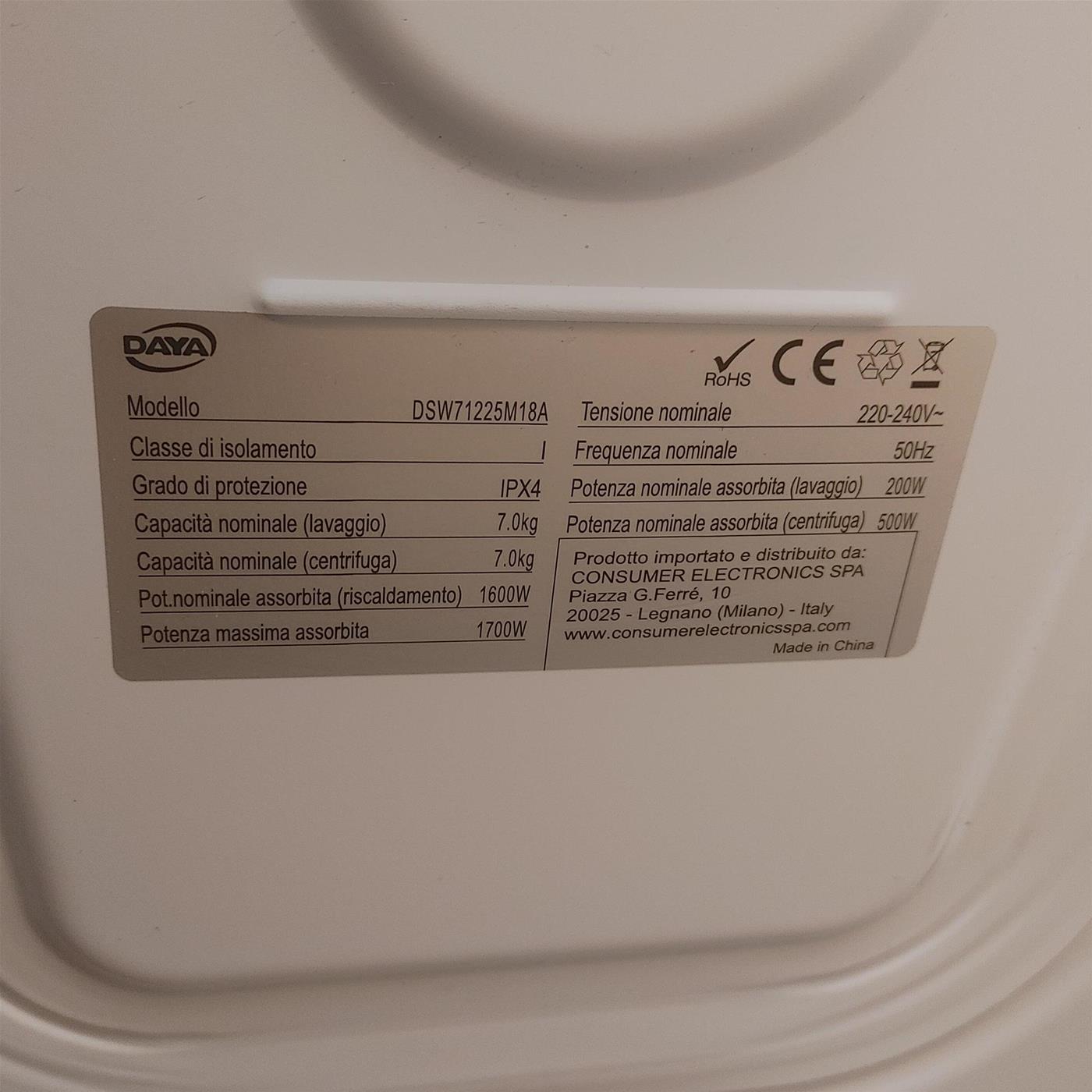 Lavatrice DAYA DSW71225M18A Motore Inverter 7 Kg