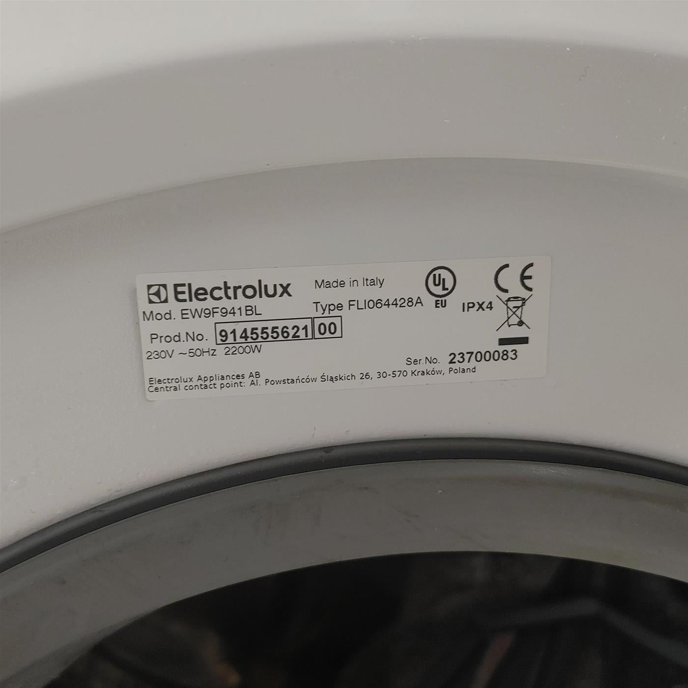 Electrolux EW9F941BL lavatrice Caricamento frontale 9 kg 1351 Giri/min Bianco