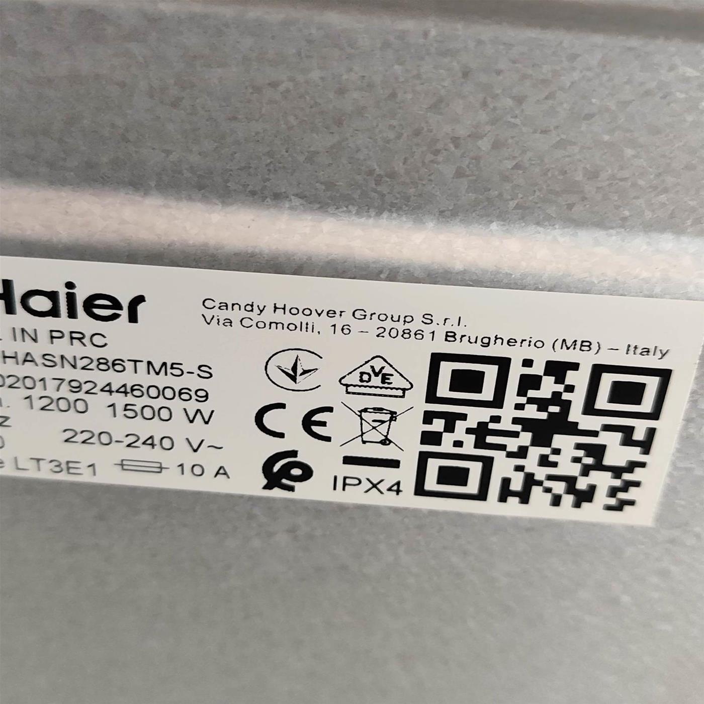 Lavatrice Haier T Series 7 THASN286TM5-S Inverter, Vapore, Wi-Fi Classe A 8 Kg