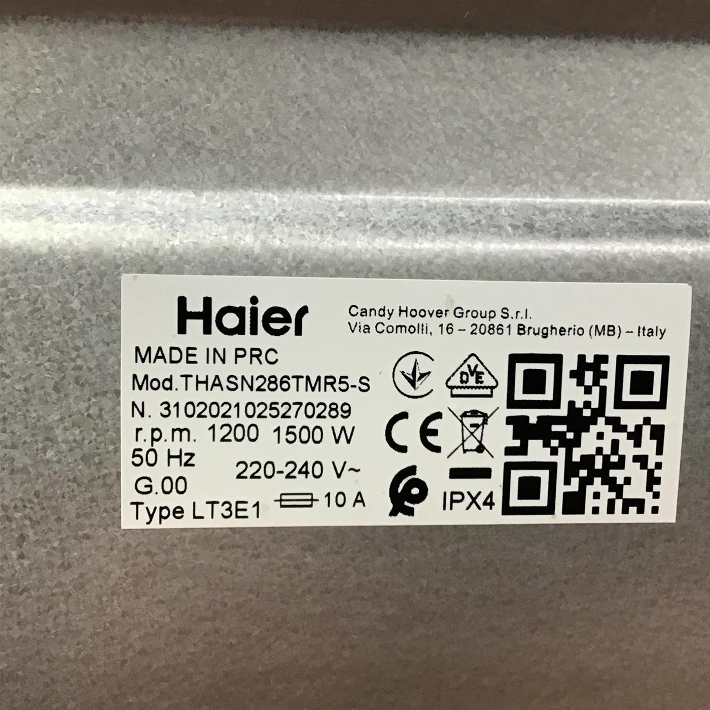 Lavatrice Haier T THASN286TMR5-S Inverter Wi-Fi Classe A 8 Kg