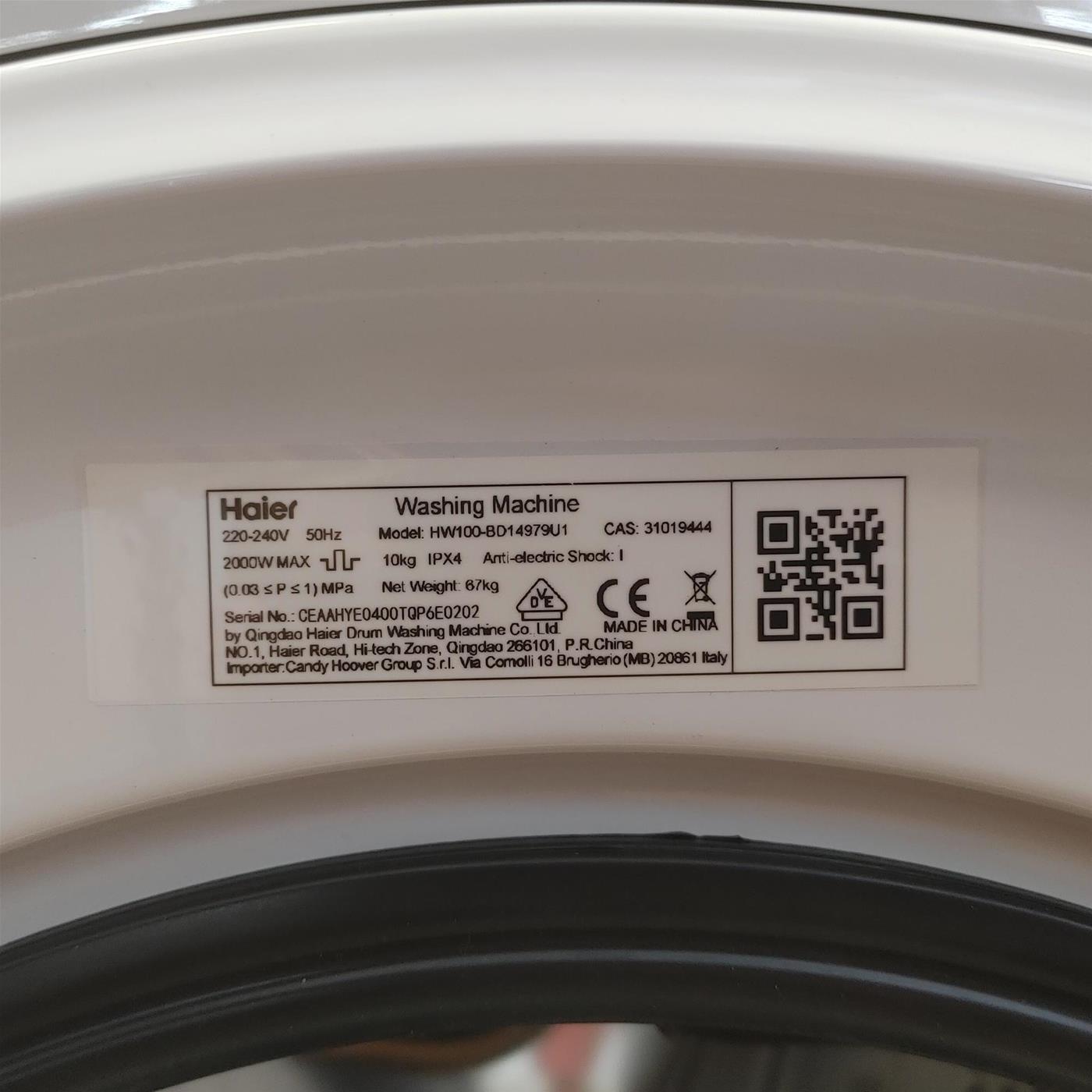 Lavatrice Haier I-Pro Series 7 Plus HW100-BD14979U1 Carica frontale 10 kg 1400 giri/min Bianco