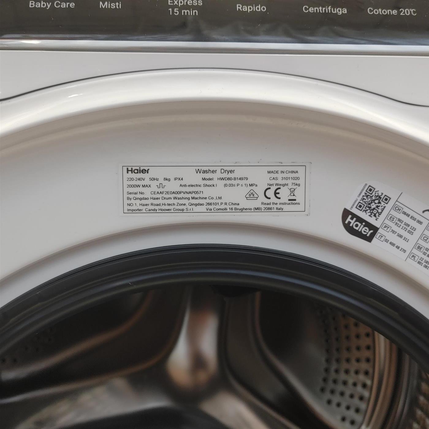 Haier I-Pro Series 7 HWD80-B14979 lavatrice asciugatrice Libera installazione Bianco D