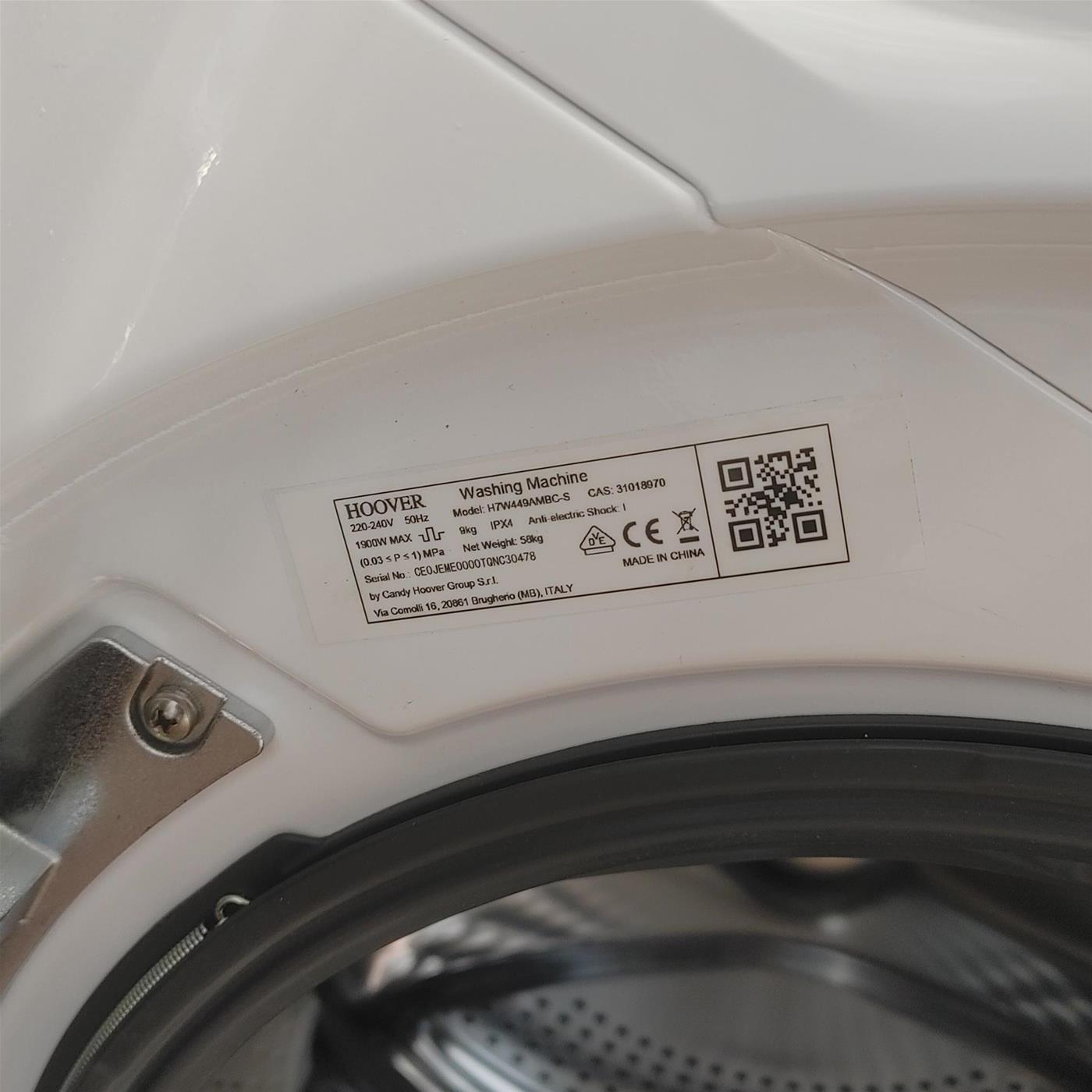Lavatrice Hoover H-WASH 700 H7W449AMBC-S Carica frontale 9 kg 1400 giri Bianco