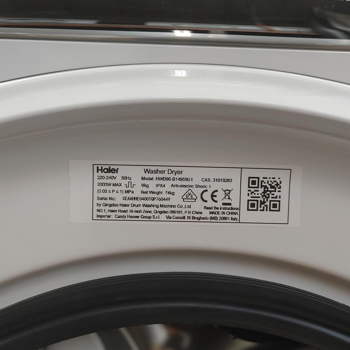 Haier I-Pro Series 5 HWD90-B14959U1 lavasciuga Libera installazione Caricamento frontale Bianco D