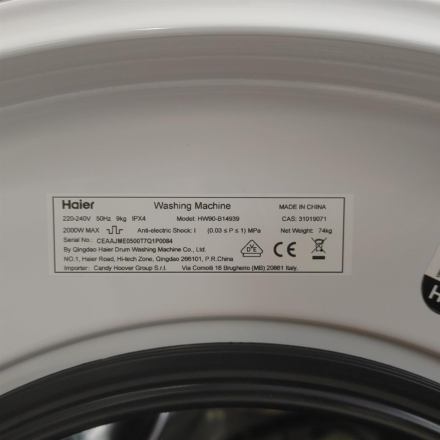 Lavatrice Haier I-Pro Series 3 HW90-B14939-IT Carica frontale 9 kg 1400 giri/min Bianco