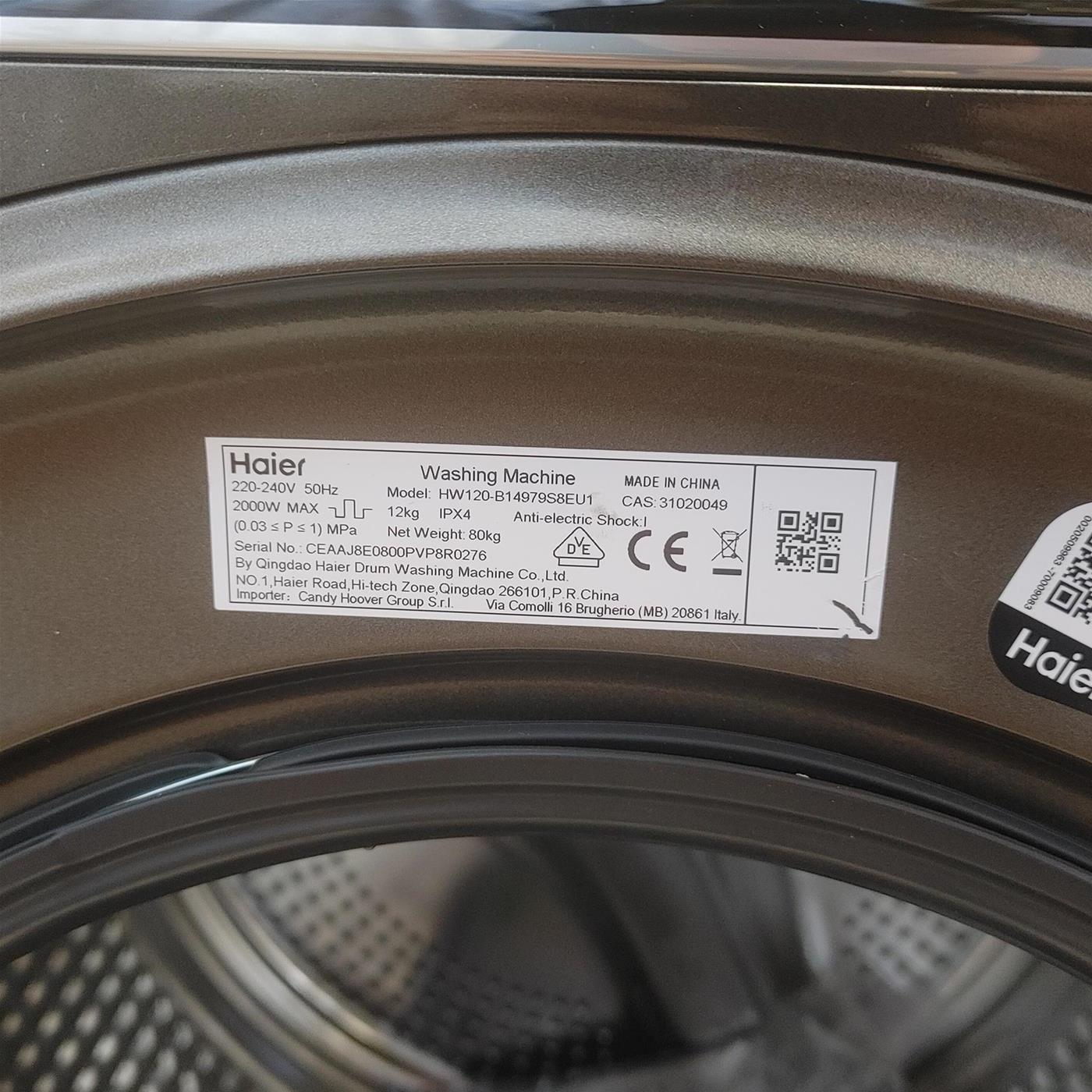 Lavatrice Haier I-Pro Series 7 HW120-B14979S Carica frontale 12 kg 1400 giri/min Nero, Grigio