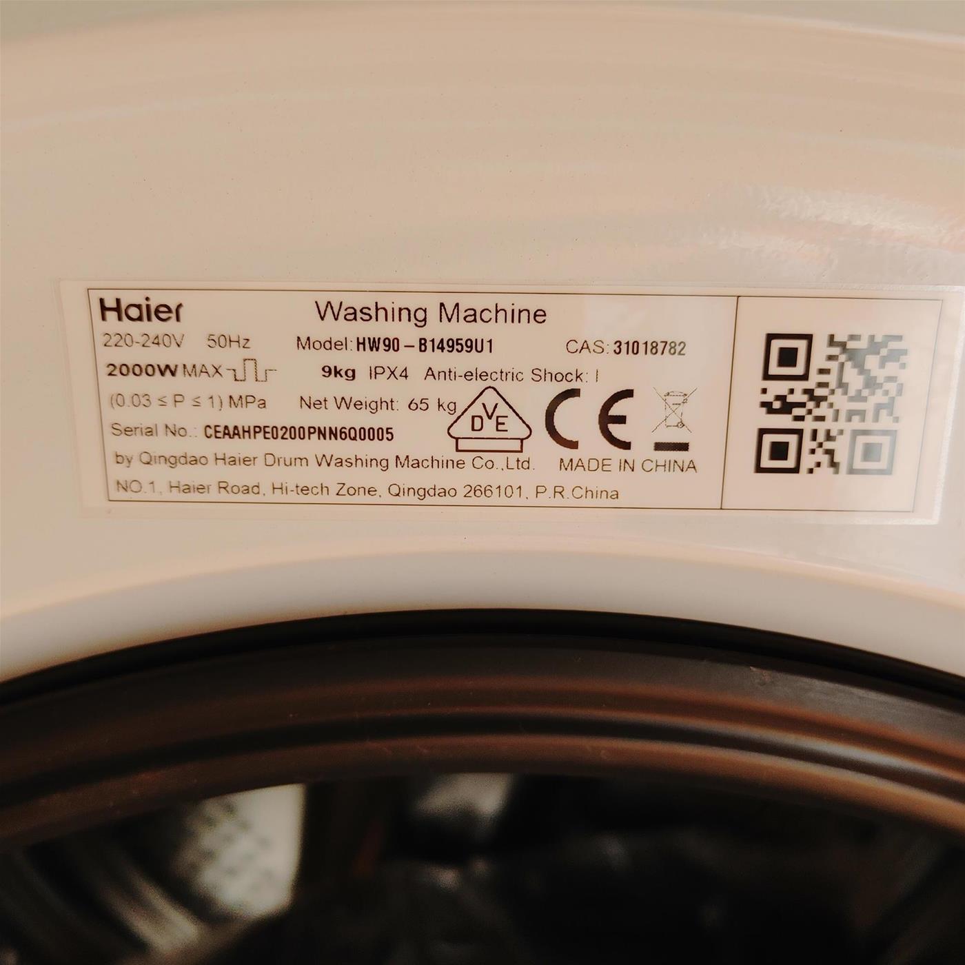 Lavatrice Haier I-Pro Series 5 HW90-B14959U1 Caricamento frontale 9 kg 1400 Giri/min A Bianco