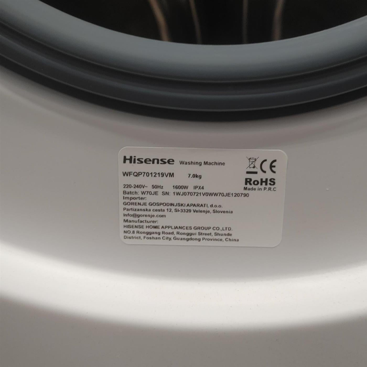 Lavatrice Hisense WFQP701219VM Classe A 7 Kg