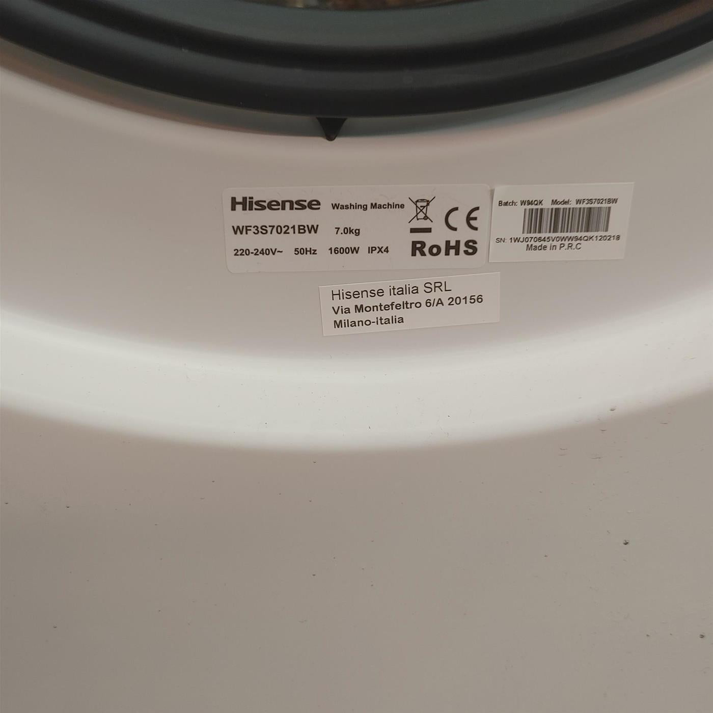 Lavatrice Hisense WF3S7021BW Classe A 7 Kg