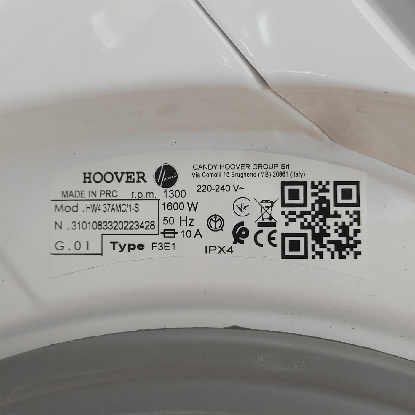 Hoover H-WASH 500 HW4 37AMC/1-S lavatrice Caricamento frontale 7 kg 1300 Giri/min A Bianco