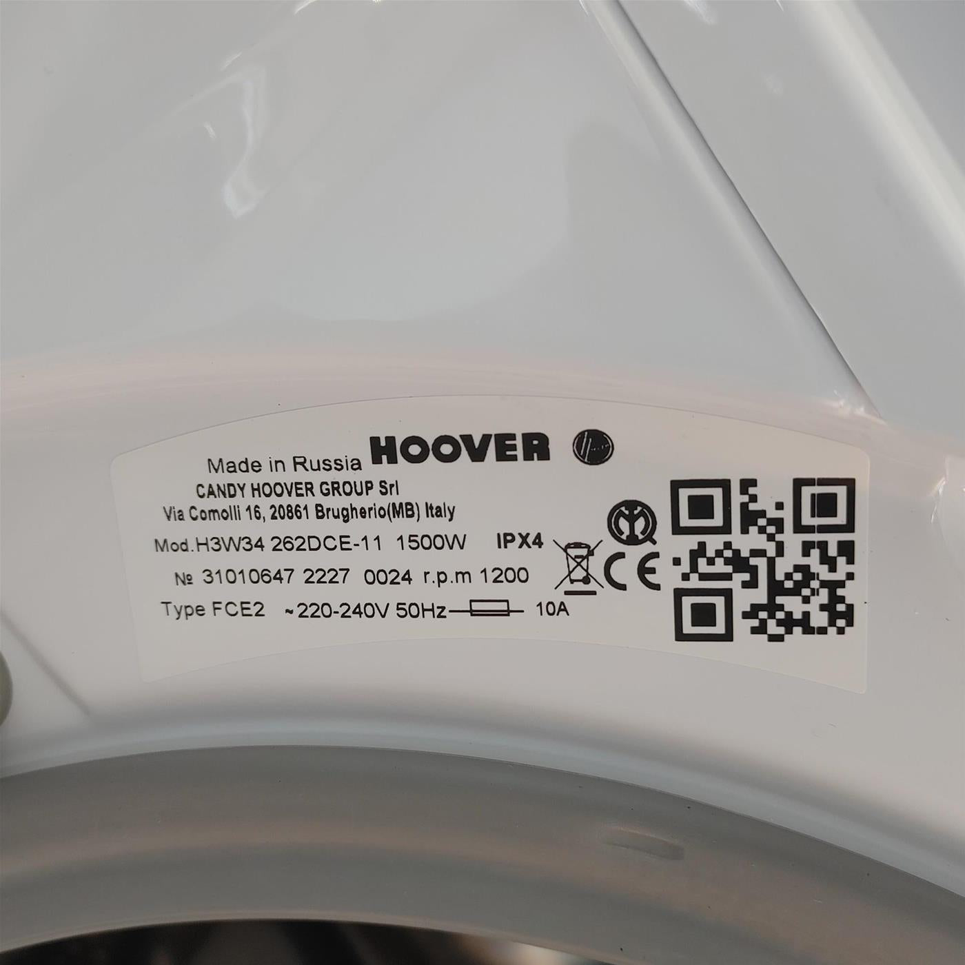 Lavatrice Hoover H-WASH 300 LITE H3W34 262DCE-11 Caricamento frontale 6 kg 1200 Giri/min Bianco