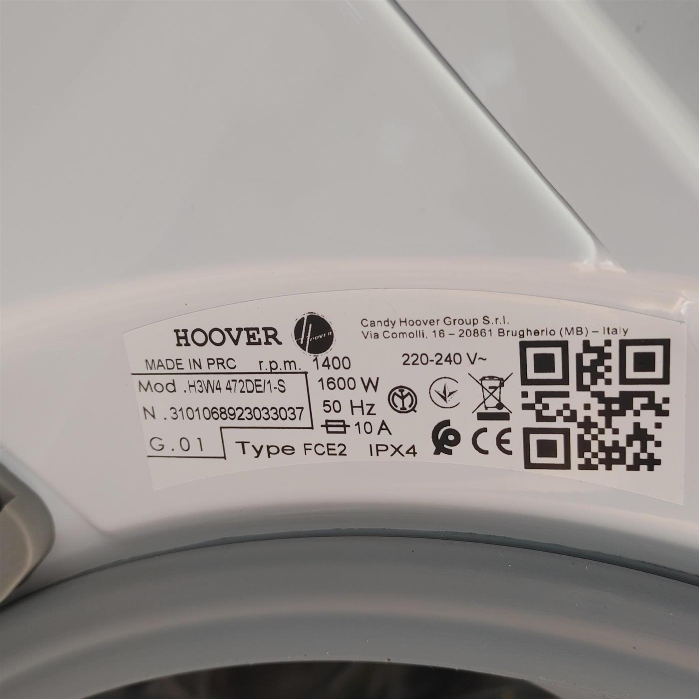 Lavatrice Hoover H-WASH 300 LITE H3W4 472DE/1-S Caricamento frontale 7 kg 1400 Giri/min Bianco