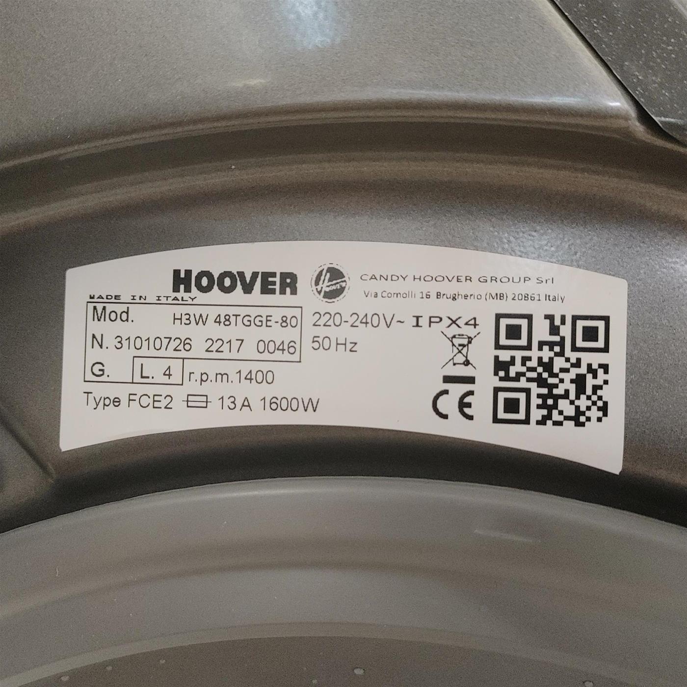 Lavatrice Hoover H-WASH 300 LITE H3W 48TGGE-80 Caricamento frontale 8 kg 1400 Giri/min Antracite