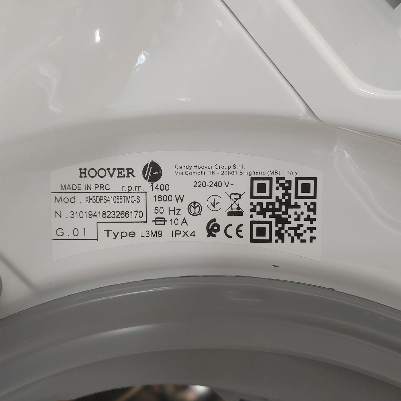Hoover H-WASH&DRY 350 XH3DPS41066TMC-S lavasciuga Libera installazione Caricamento frontale Bianco D