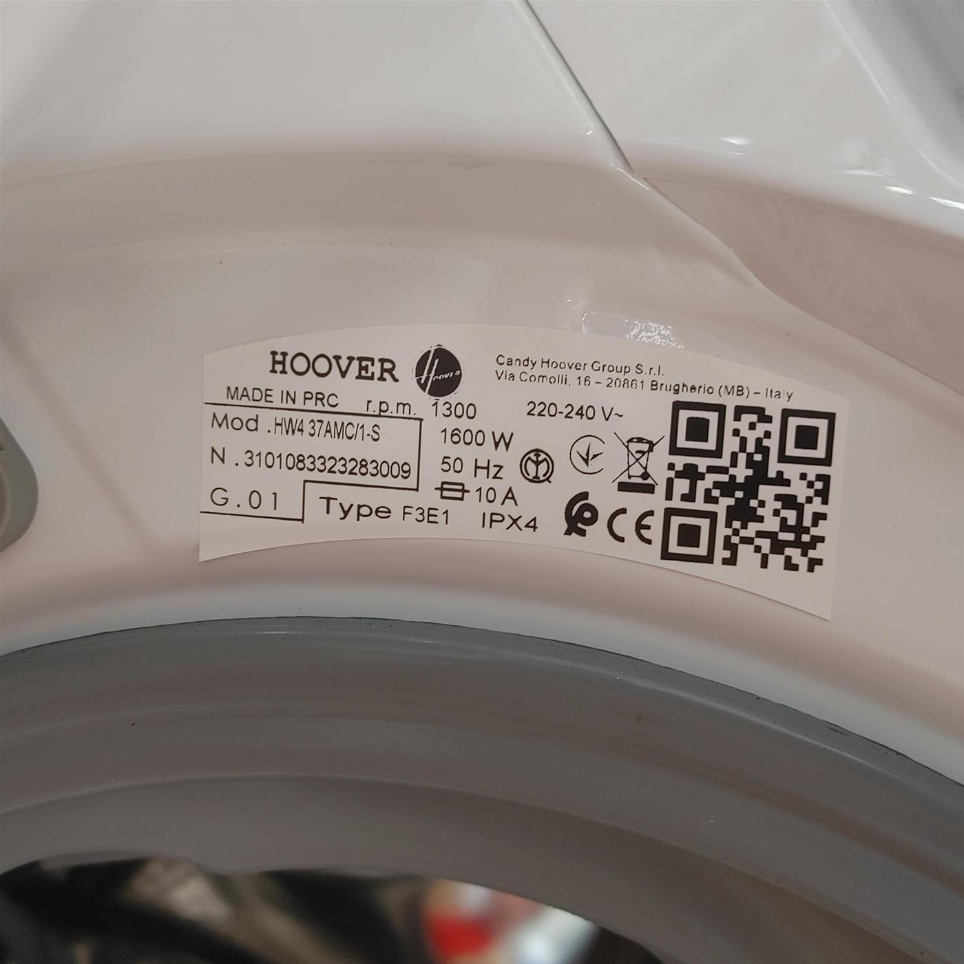 Hoover H-WASH 500 HW4 37AMC/1-S lavatrice Caricamento frontale 7 kg 1300 Giri/min A Bianco