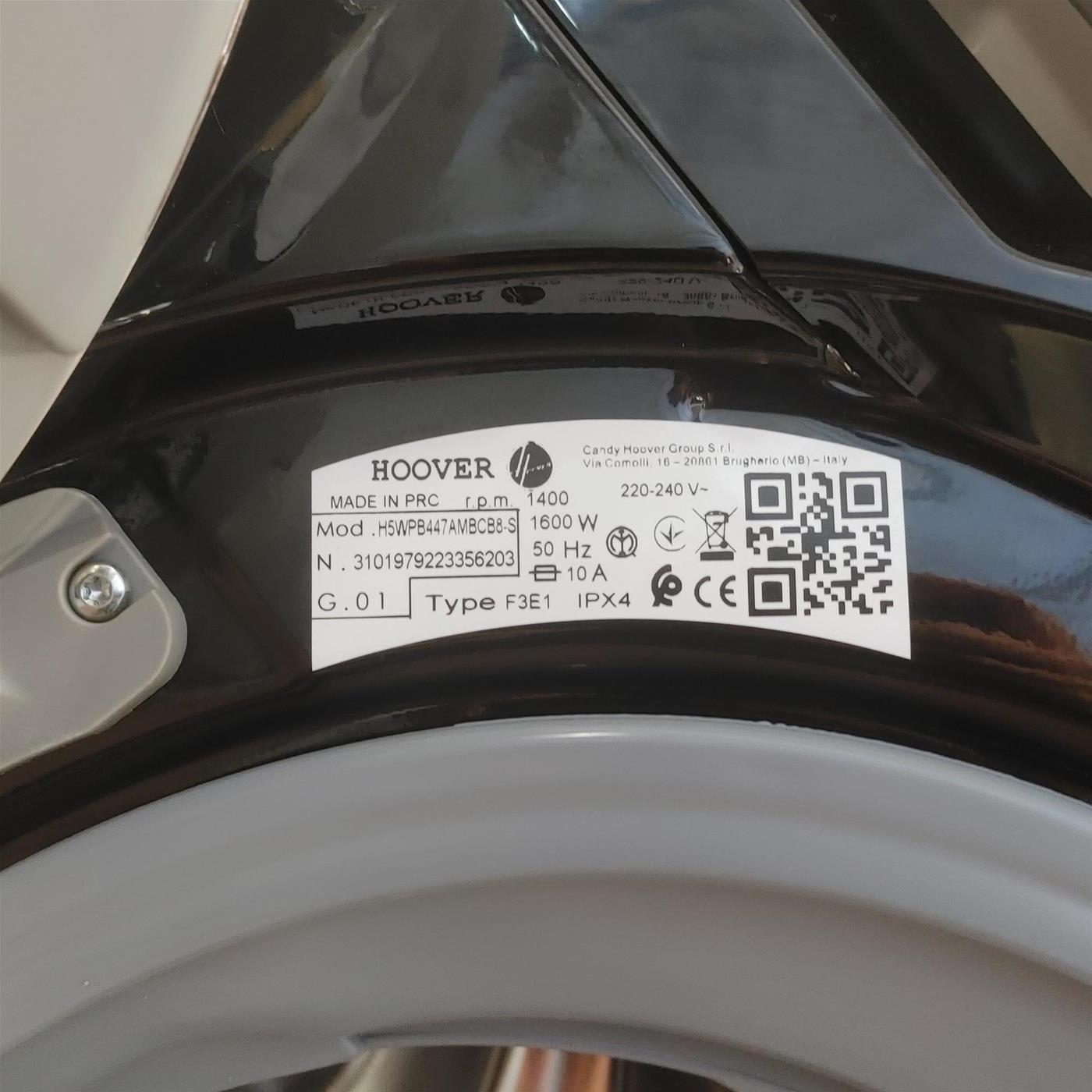 Hoover H-WASH 550 , Lavatrice Slim 7kg, Classe A-20%, 1400 Giri, Nero, H5WPB447AMBCB8-S