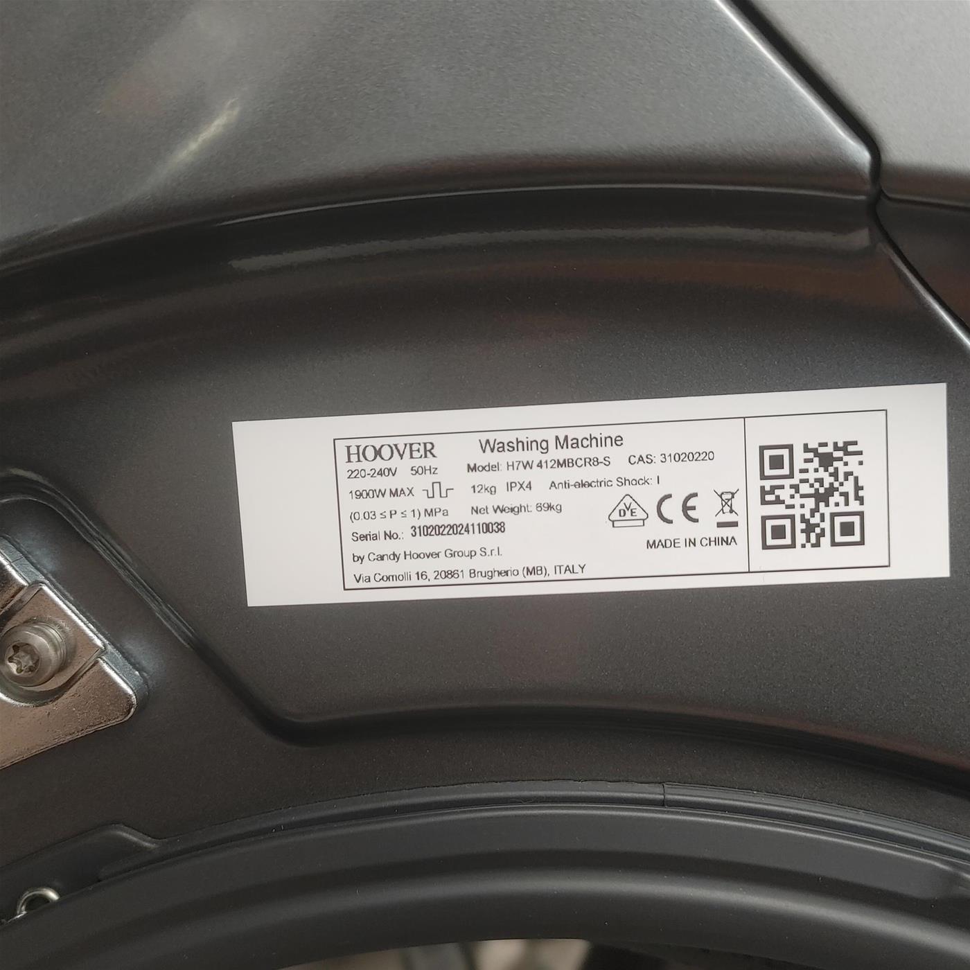 Lavatrice Hoover H-WASH 700 H7W 412MBCR8-S Carica frontale 12 kg 1400 giri Antracite