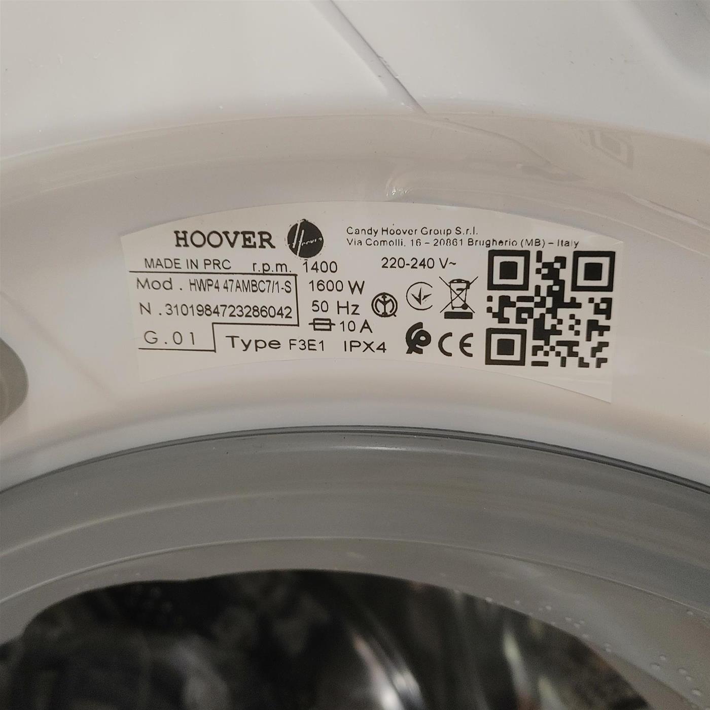 Lavatrice Hoover H-WASH 500 HWP4 47AMBC7/1-S Carica frontale 7 kg 1400 giri Bianco