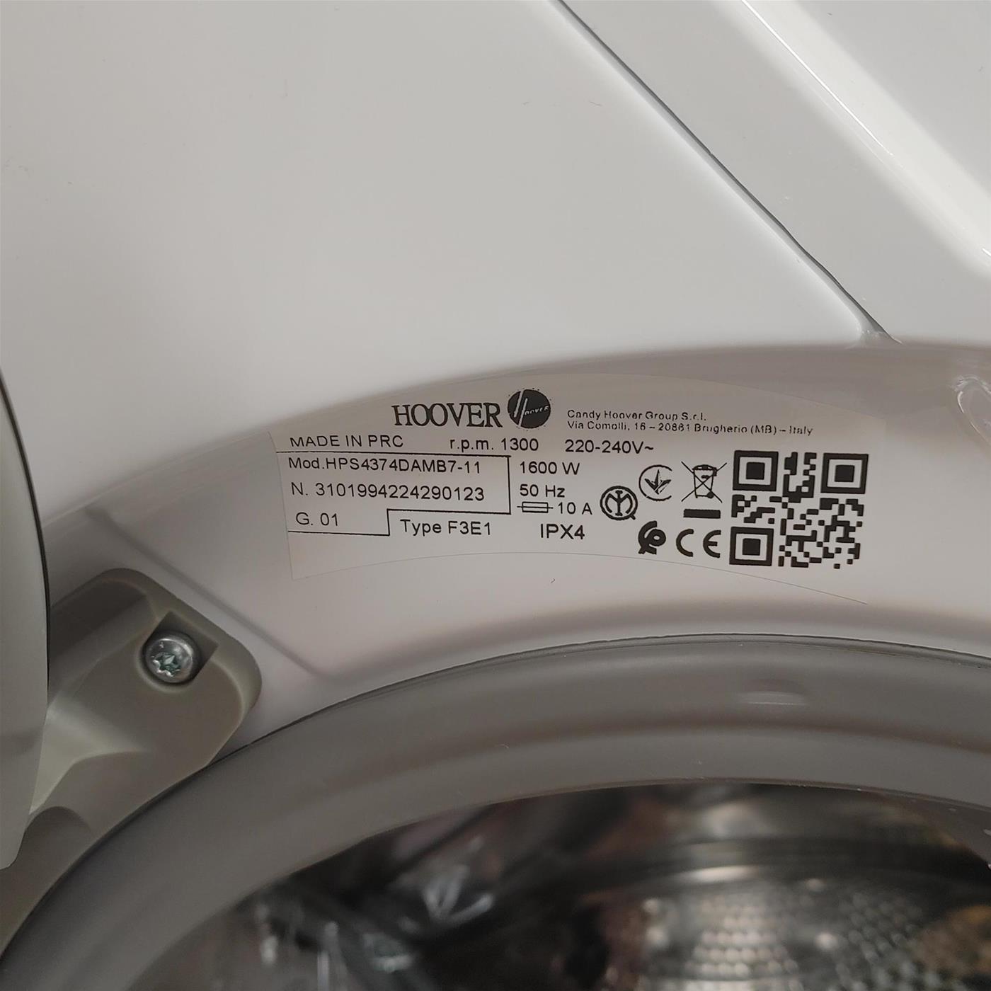 Lavatrice Hoover HPS4374DAMB7-11 Carica frontale 7 kg 1300 giri Bianco