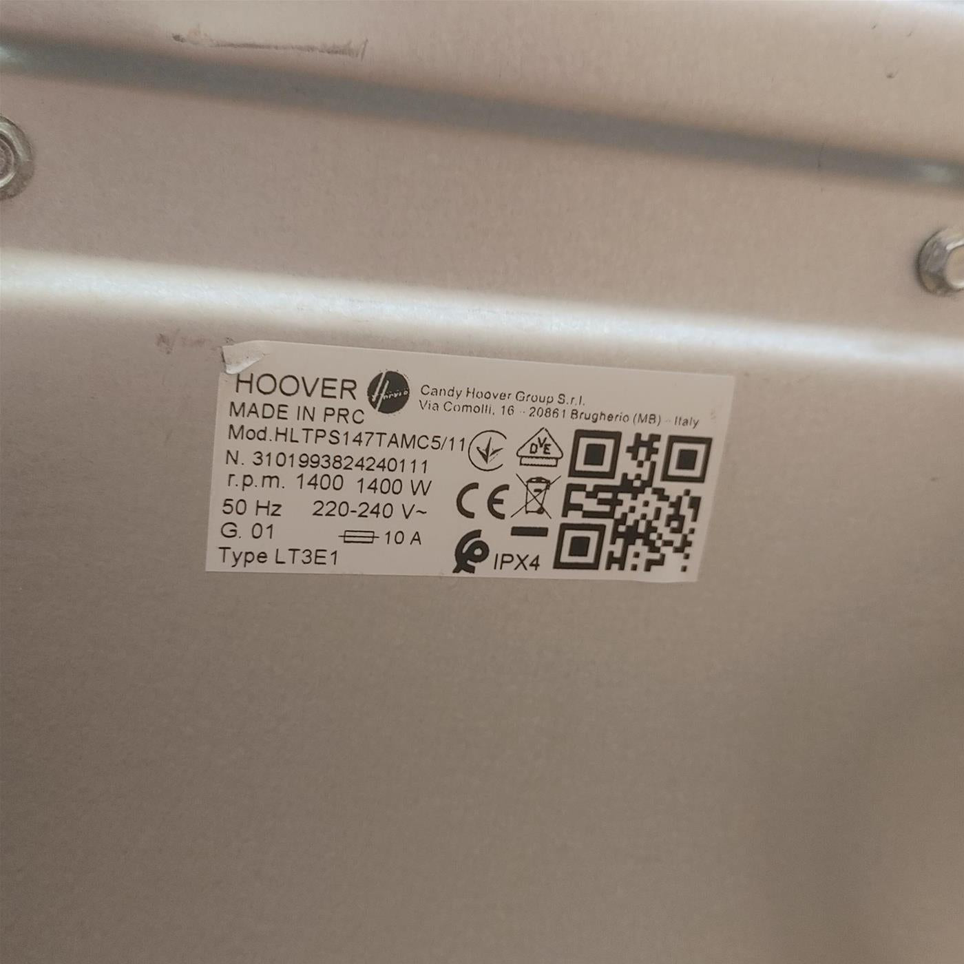 Lavatrice Hoover HLTPS147TAMC5/11 Carica dall'alto 7 kg 1400 giri Bianco