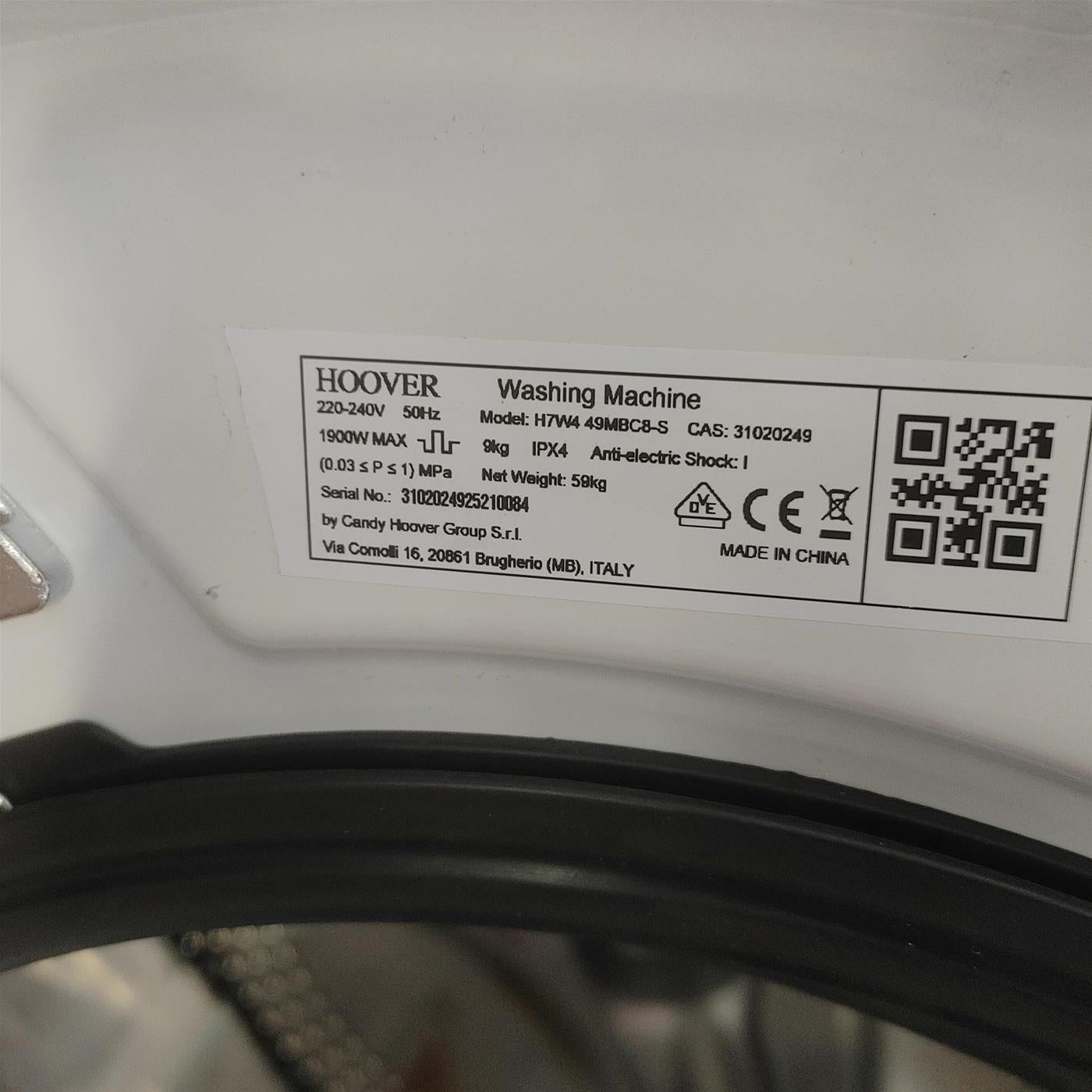 Lavatrice Slim Hoover H7W4 49MBC8-S Inverter Wi-Fi Classe A 9 Kg