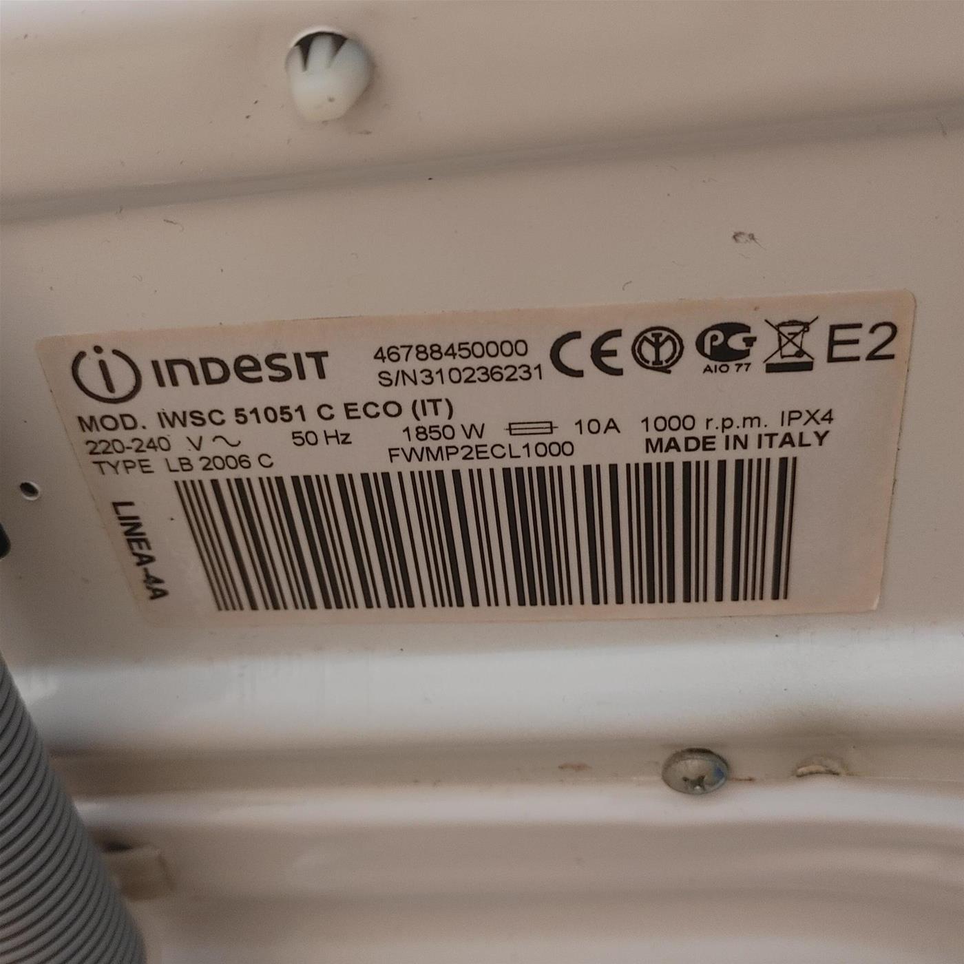 Lavatrice Indesit IWSC 51051 C ECO EU Caricamento frontale 5 kg 1000 Giri/min Bianco