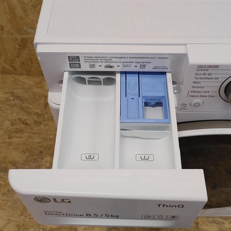 LG F2DV5S8H0E Lavasciuga Slim Intelligente AIDD 8.5/5kg Vapore TurboWash 1200 Giri/min Carica frontale Classe E