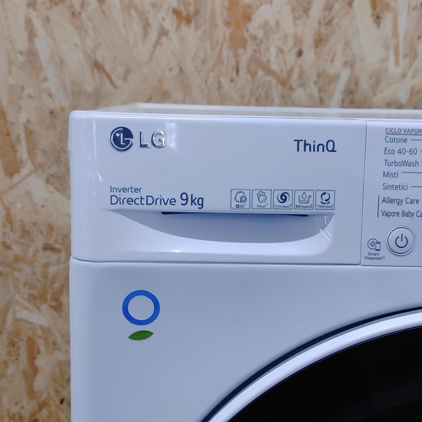 LG F4WV509S0EA Lavatrice 9kg AI DD, Classe B, 1400 giri, TurboWash, Autodosaggio