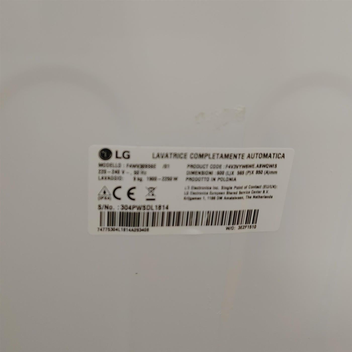 Lavatrice LG F4WV309S6E Carica frontale 9 kg 1400 Giri/min Bianco