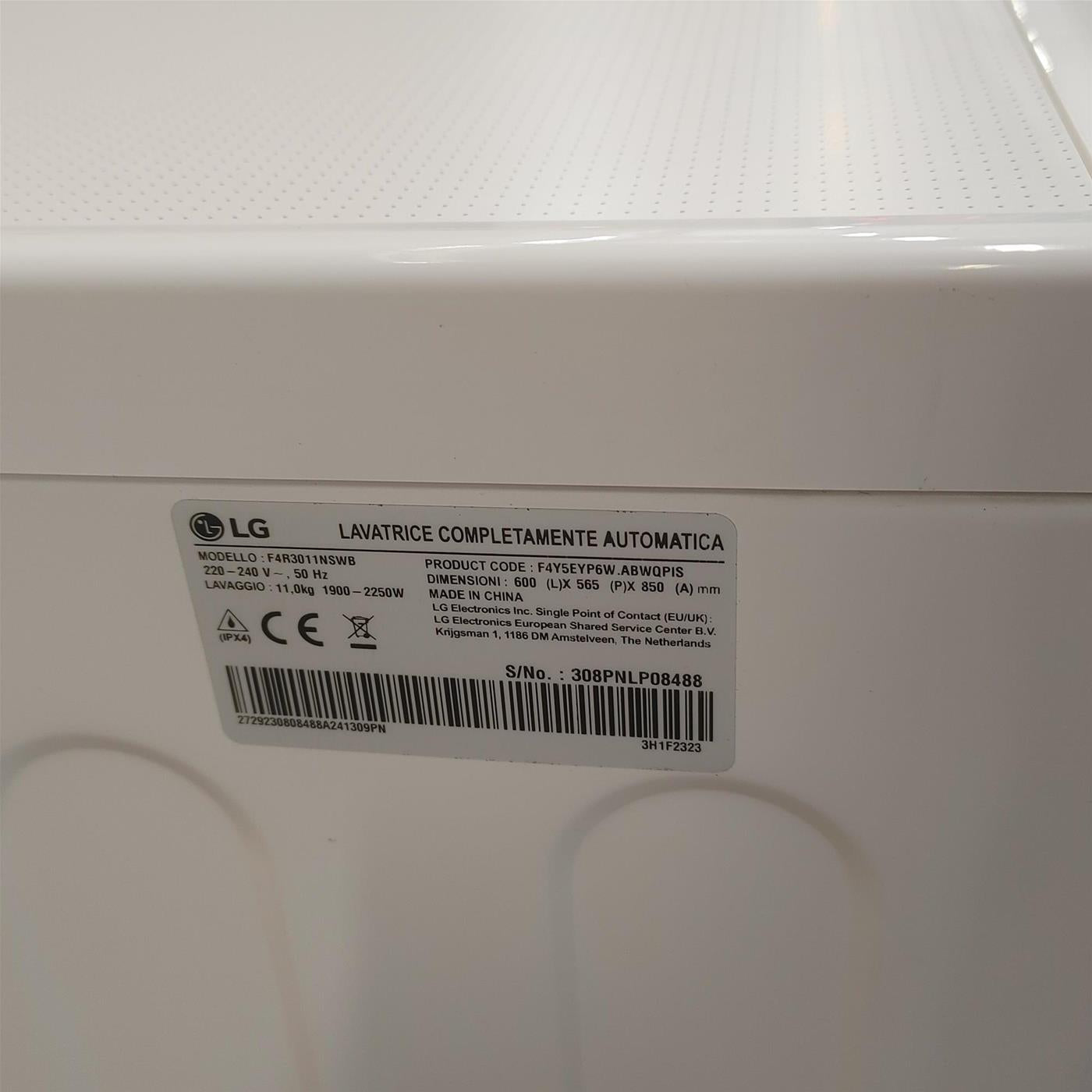 Lavatrice LG F4R3011NSWB Carica frontale 11 kg 1400 Giri/min Bianco