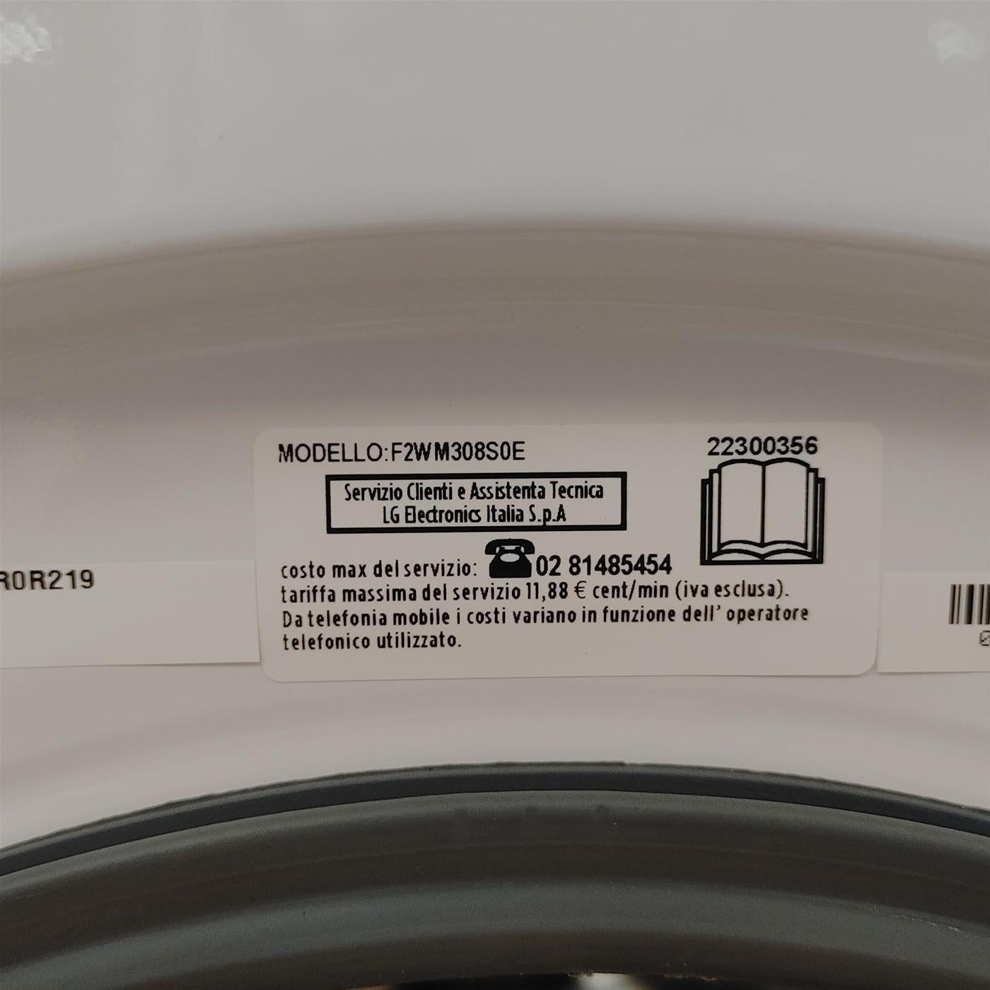 Lavatrice LG F2WM308S0E Carica frontale 8 kg 1200 Giri/min Bianco