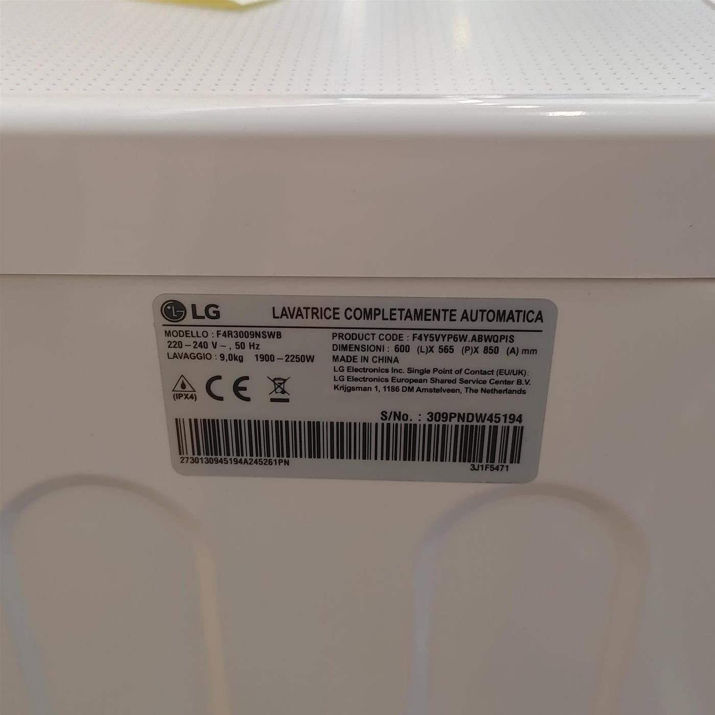 Lavatrice LG F4R3009NSWB Carica frontale 9 kg 1400 Giri/min Bianco