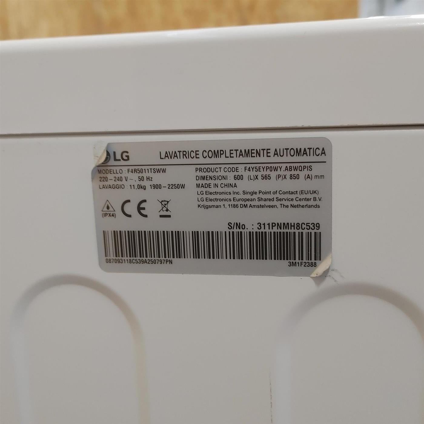 Lavatrice LG F4R5011TSWW Carica frontale 11 kg 1400 Giri/min Bianco