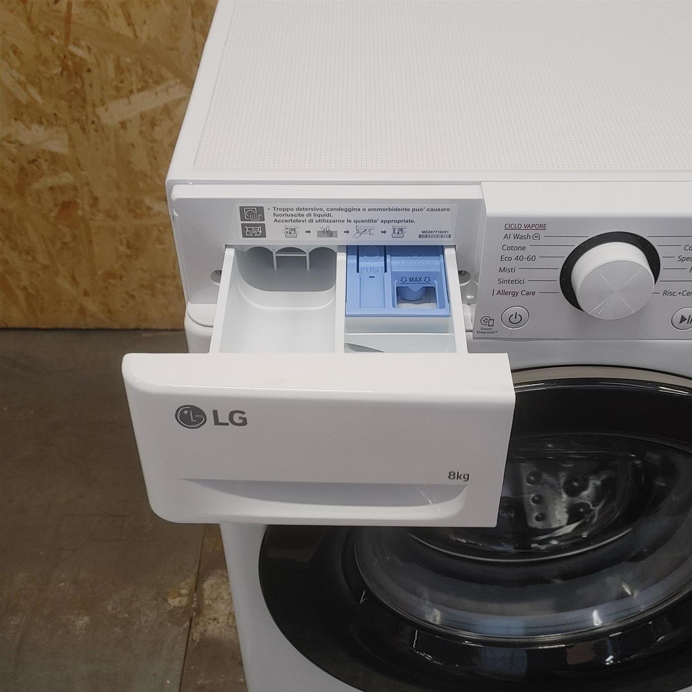 LG AI DD F2R3S08NSWB Lavatrice Slim a Carica Frontale 8kg Serie R3, Lavatrice Classe A, 1200 giri