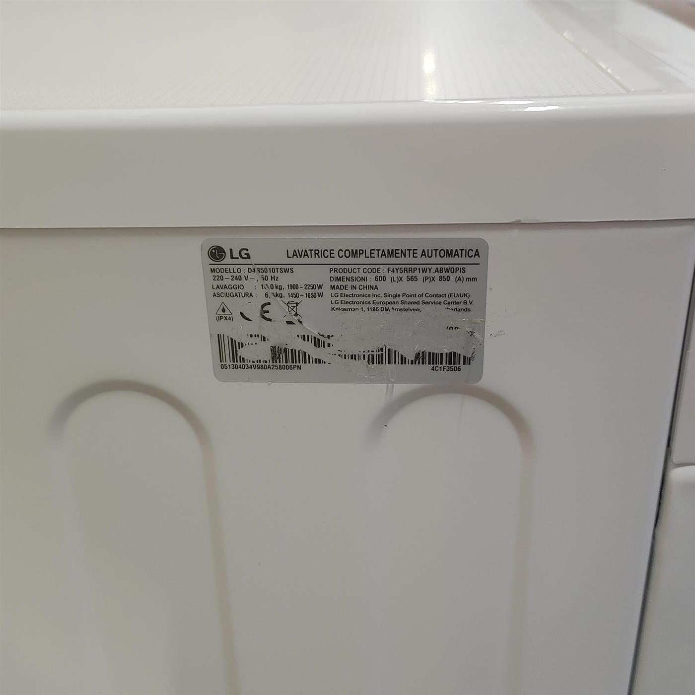 LG D4R5010TSWS lavatrice asciugatrice Libera installazione Carica frontale Bianco D