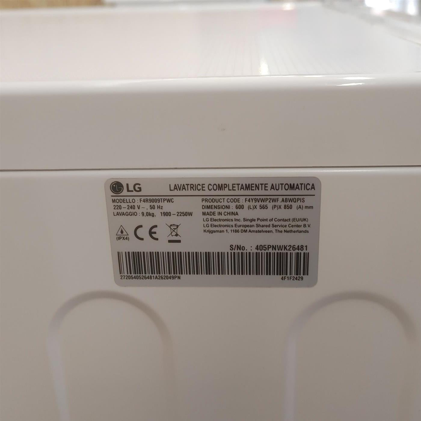 Lavatrice LG F4R9009TPWC Carica frontale 9 kg 1400 Giri/min Bianco