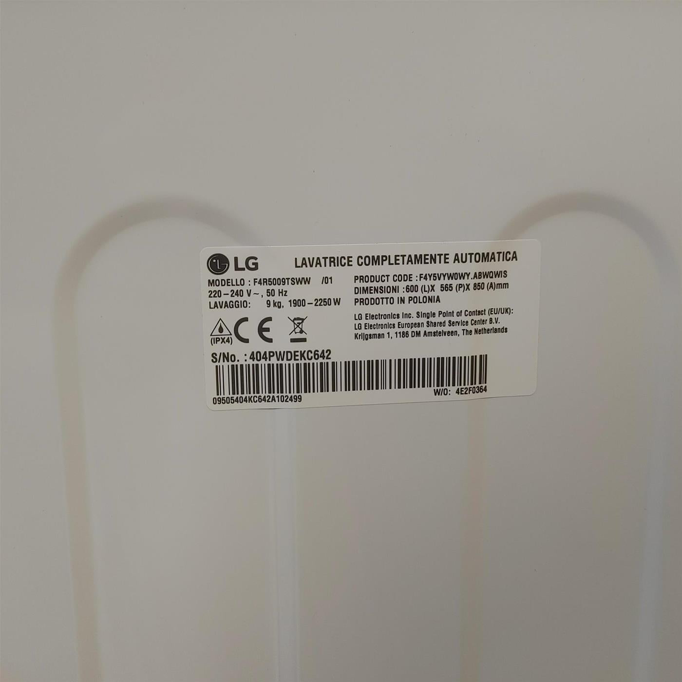 Lavatrice LG F4R5009TSWW Carica frontale 9 kg 1400 Giri/min Bianco