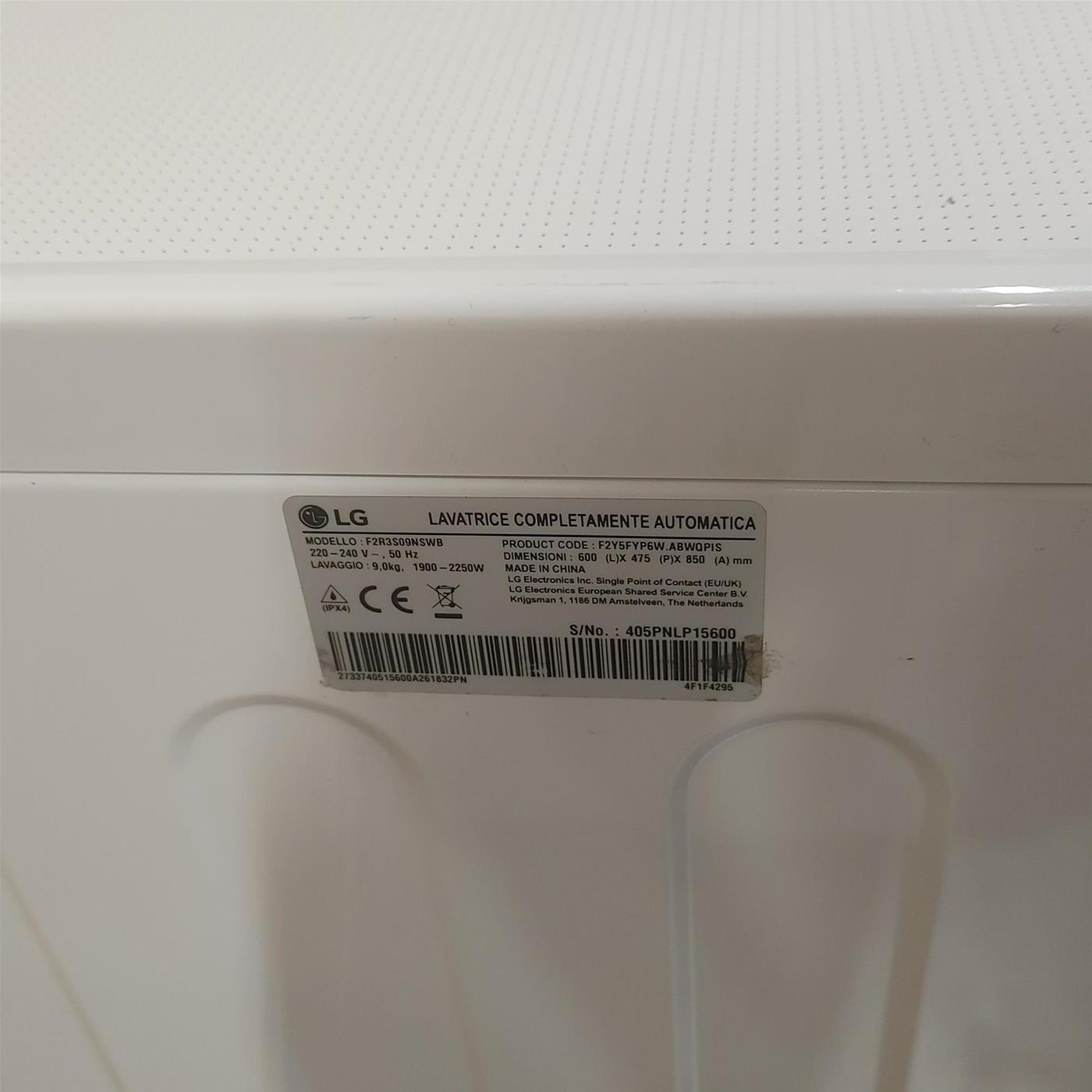 Lavatrice LG F2R3S09NSWB AI DD, Vapore, AI Wash, 9 Kg