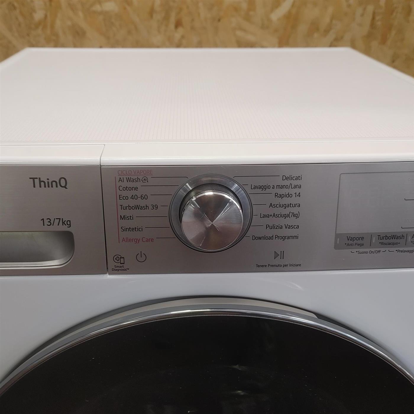 LG D4R9513TPWC lavatrice asciugatrice Libera installazione Carica frontale Argento, Bianco D