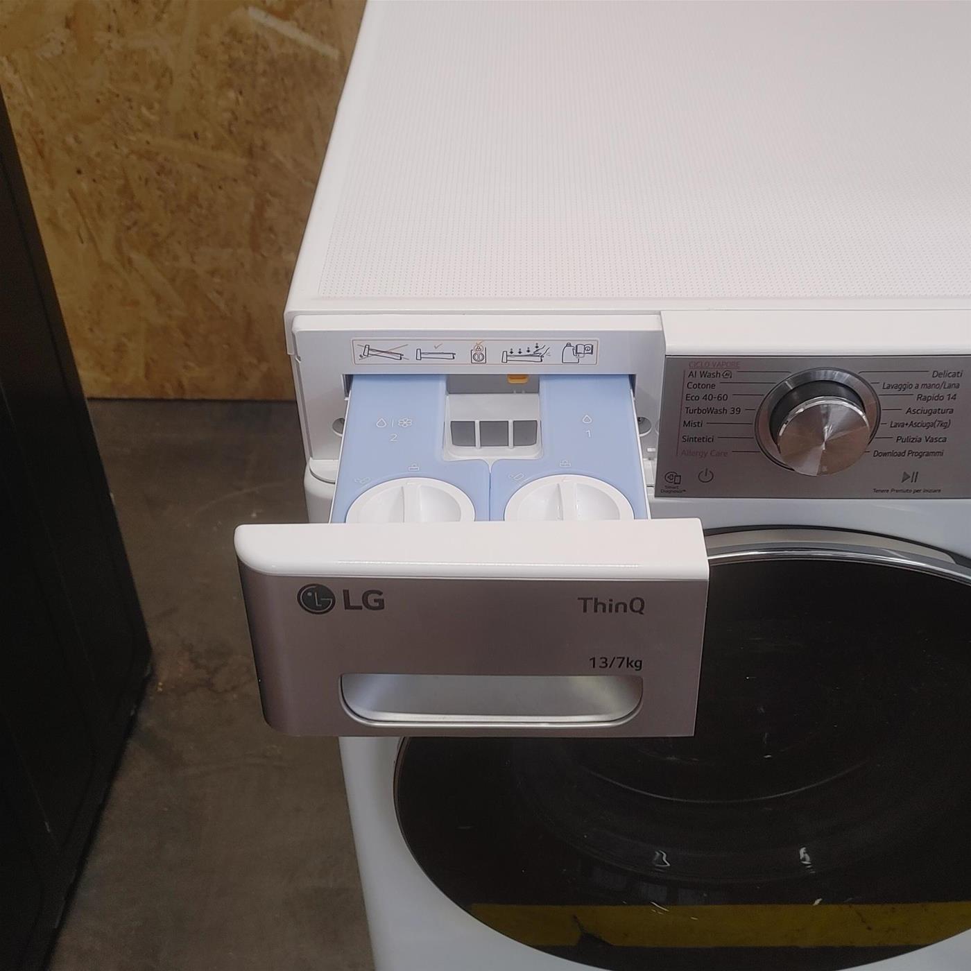 LG D4R9513TPWC lavatrice asciugatrice Libera installazione Carica frontale Argento, Bianco D