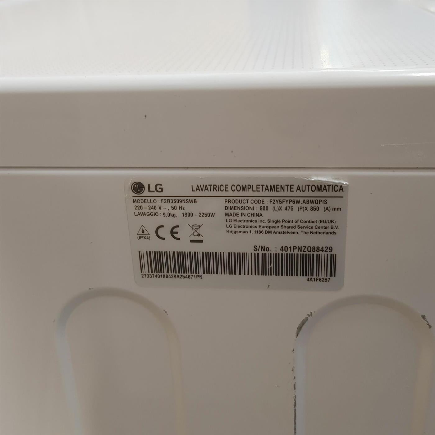 Lavatrice LG F2R3S09NSWB Carica frontale 9 kg 1200 giri Bianco