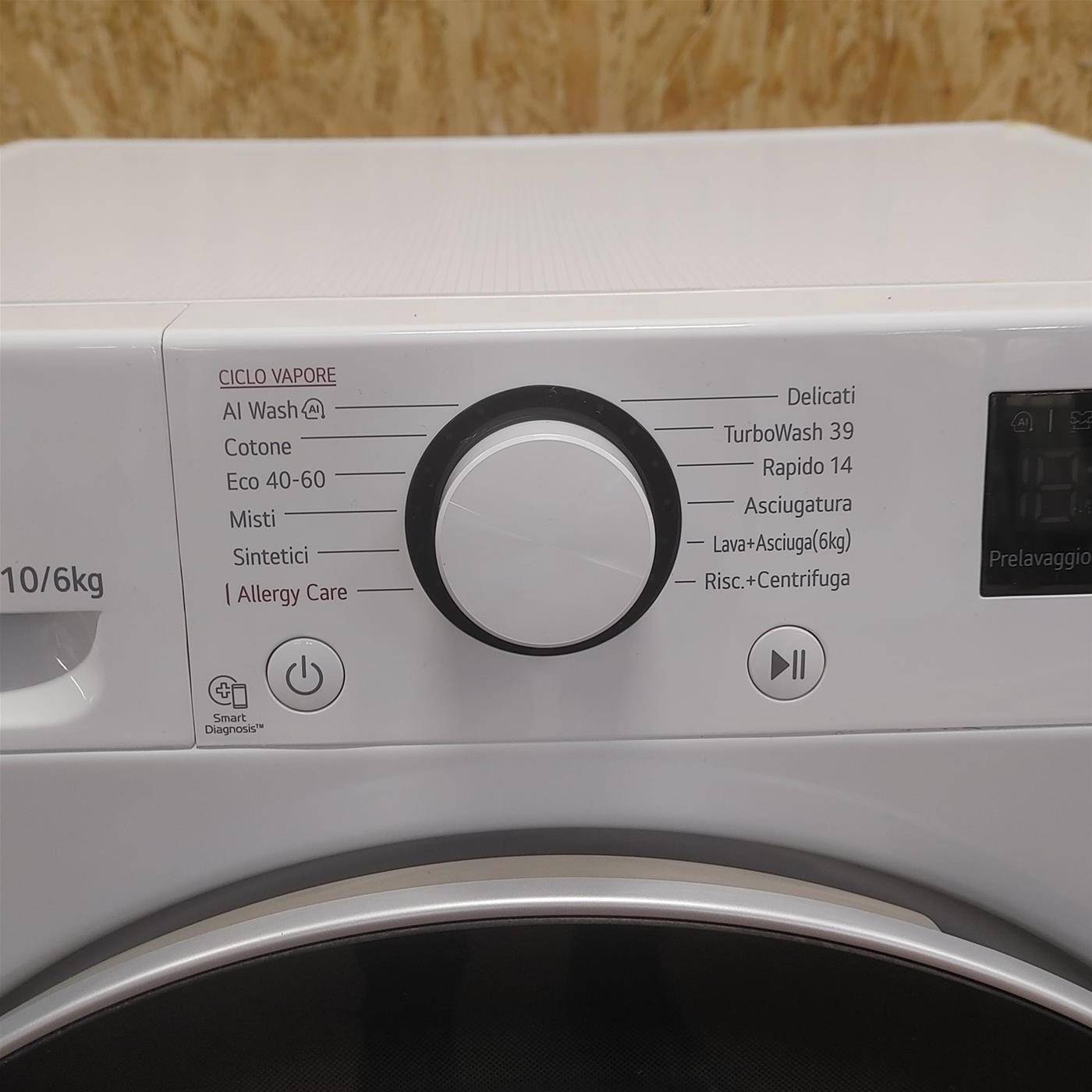 Lavasciuga intelligente LG D4R5010TSWS Serie R5 TurboWash 360, Eco Hybrid 10/6kg