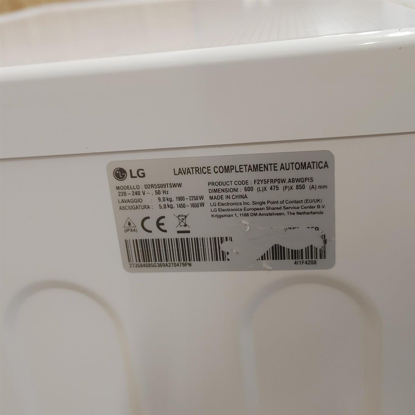 Lavasciuga slim LG D2R5S09TSWW AI DD 9/5kg