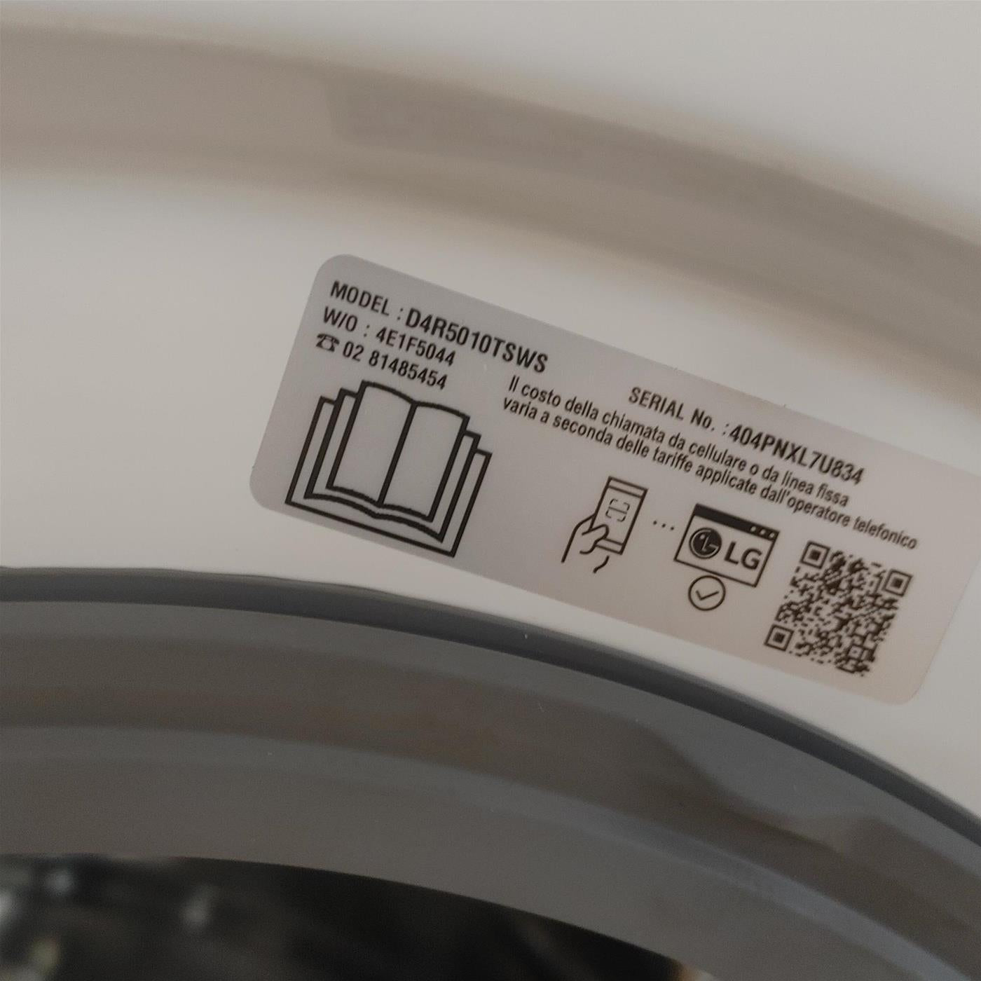 Lavasciuga LG D4R5010TSWS Serie R5 AI DD TurboWash 360, Eco Hybrid 10/6kg