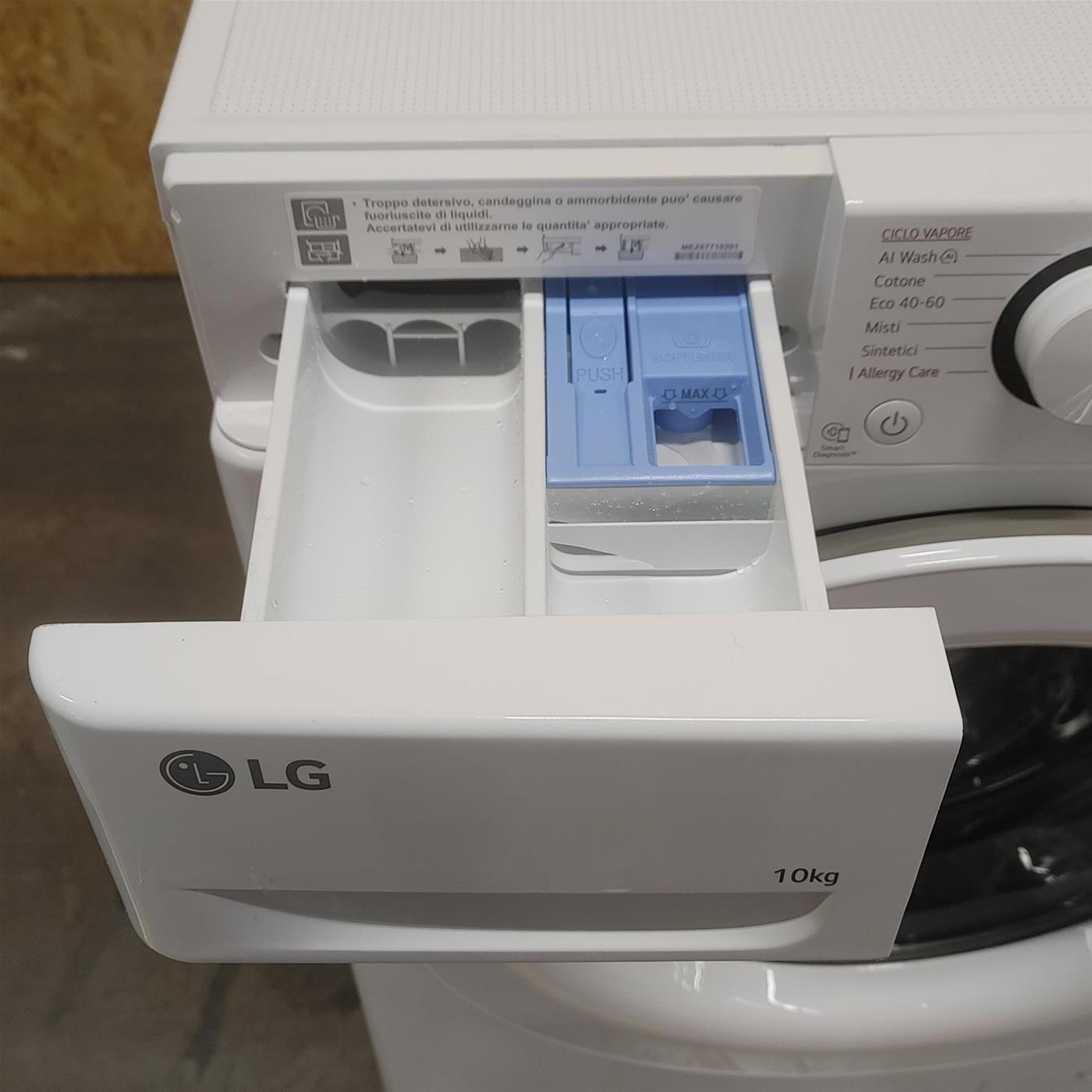 Lavatrice intelligente LG F4R3010NSWW AI DD, Lavaggio a vapore 10 Kg