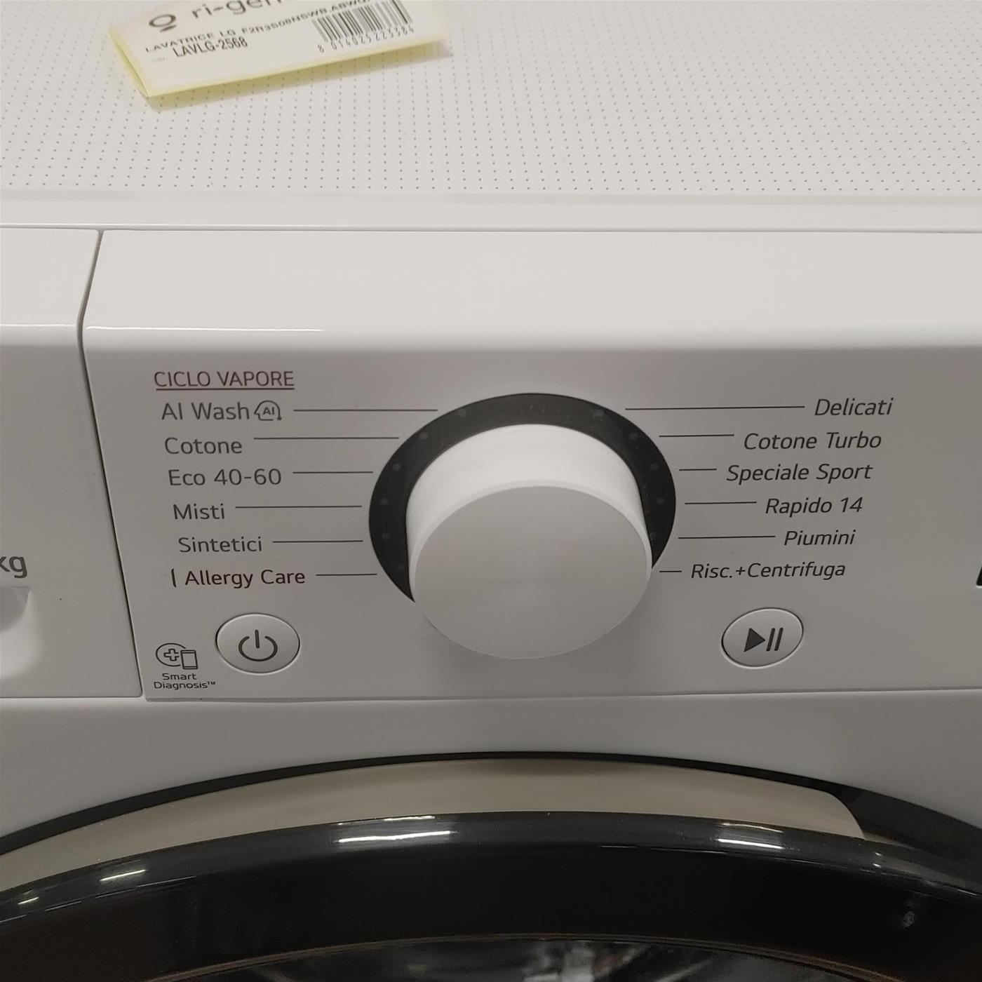 LG AI DD F2R3S08NSWB Lavatrice Slim a Carica Frontale 8kg Serie R3, Lavatrice Classe A, 1200 giri