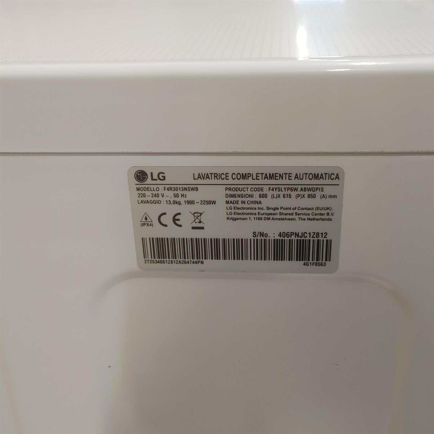 Lavatrice LG F4R3013NSWB AI DD, Lavaggio a vapore 13 Kg