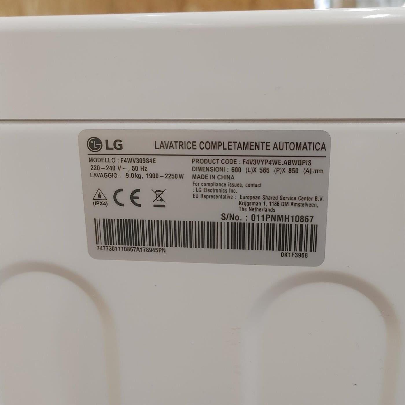 Lavatrice intelligente LG F4WV309S4E 9 Kg