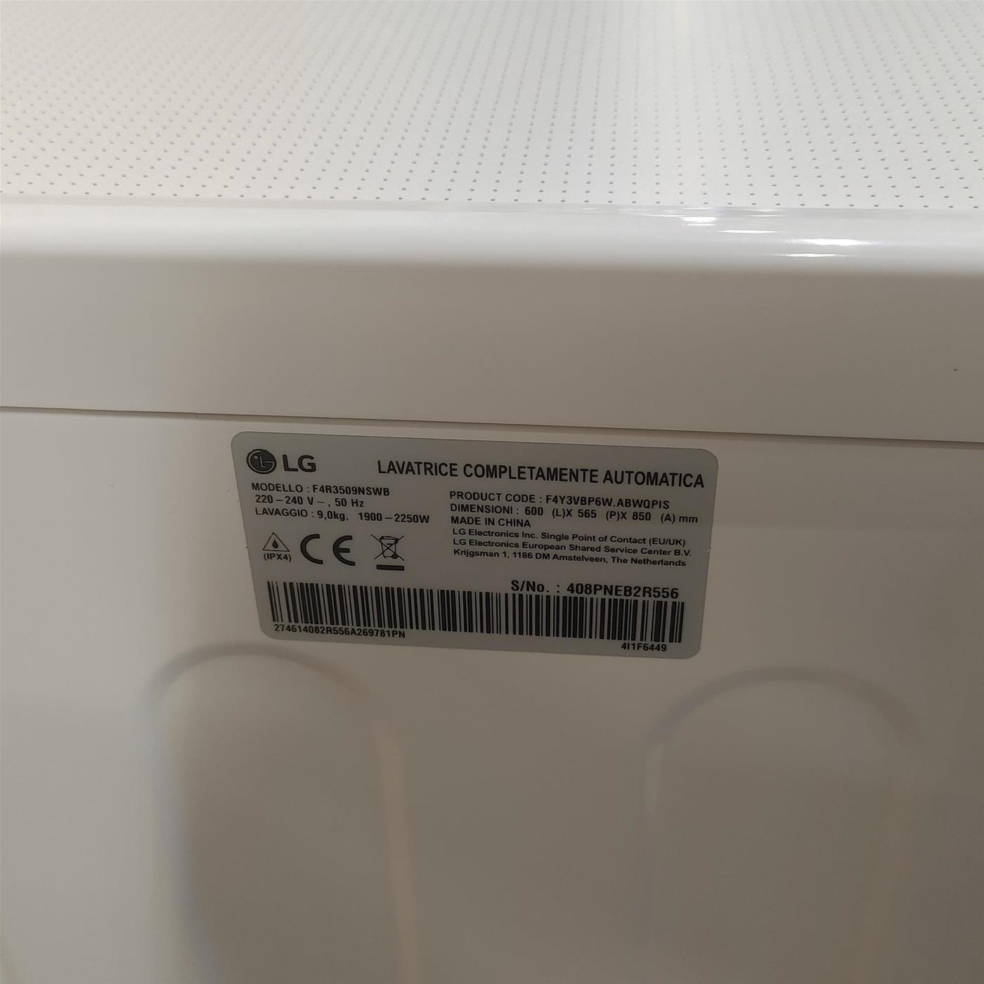 Lavatrice LG F4R3509NSWB AI DD Autodosaggio, Wi-Fi 9 Kg